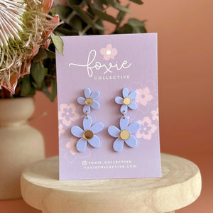 Double Daisy Dangle Earrings