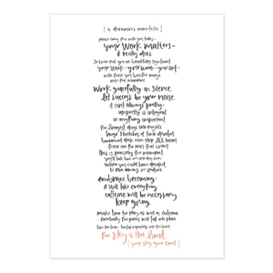 Dreamers Manifesto // Rose Foiled A3 Art Print
